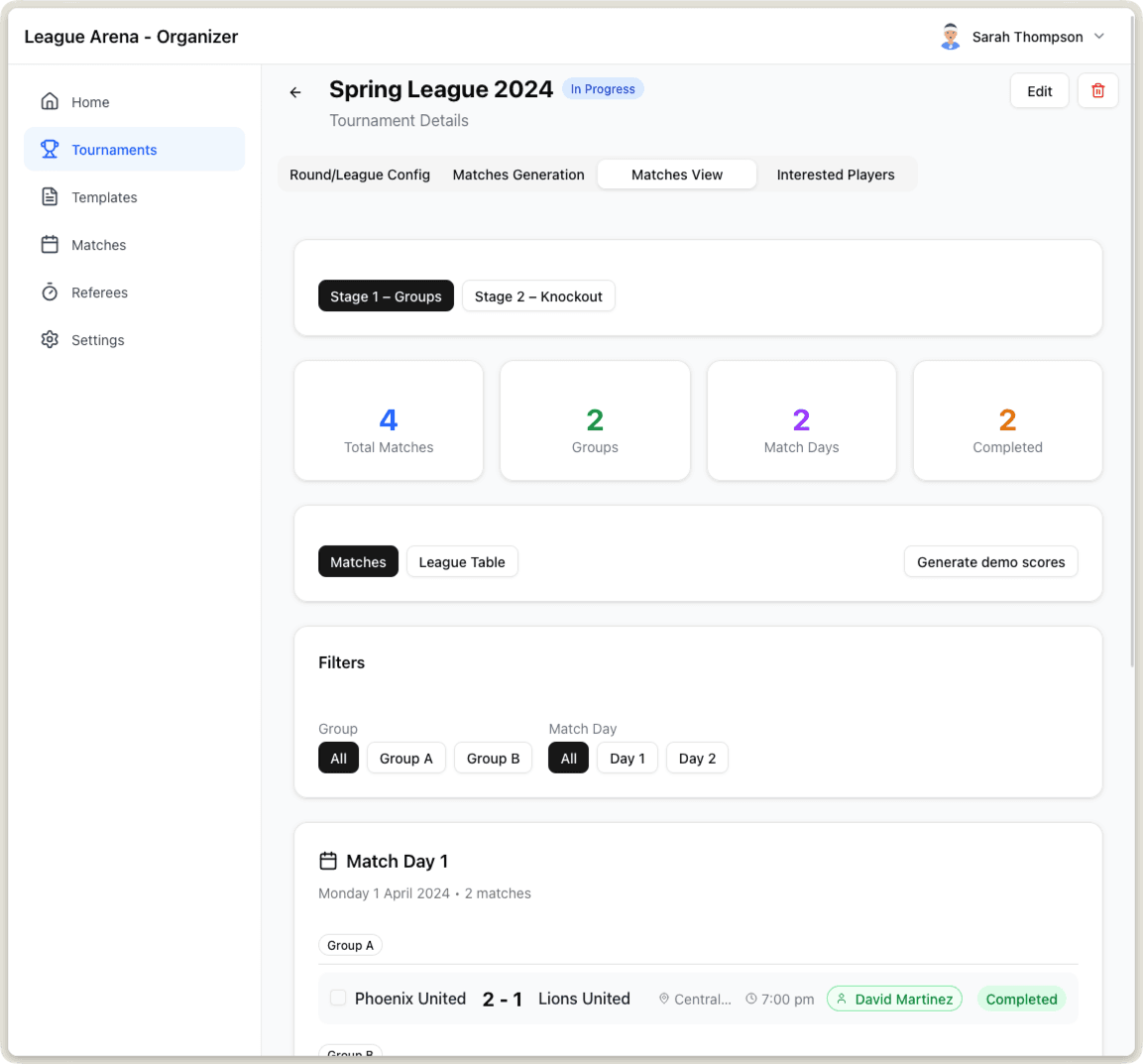 League management overview