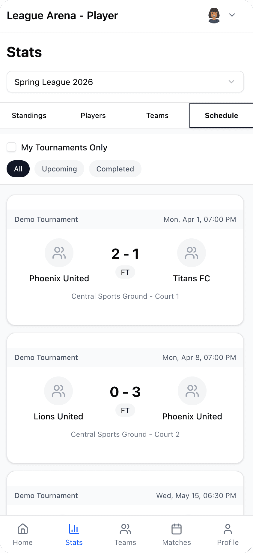 Player stats and top scorers view